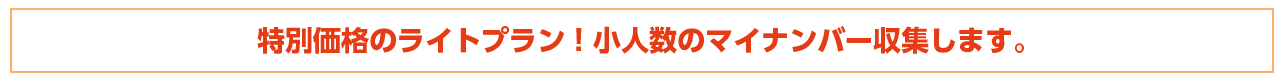 特別価格のライトプラン！少人数のマイナンバー収集します。